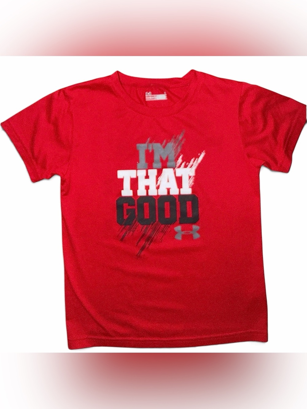 Under Armour HeatGear Kids Red 'I'm That Good' Graphic Performance Tee Size 7